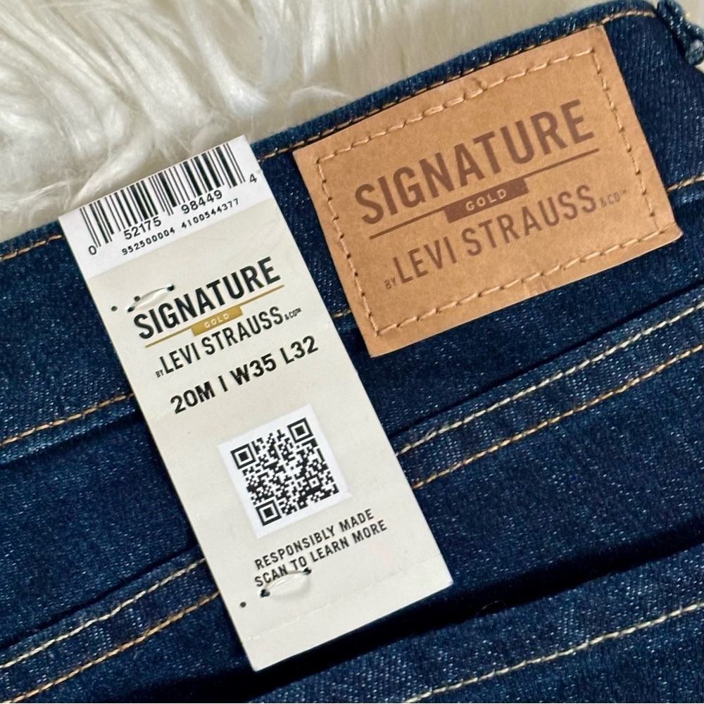 Levi’s Signature Mid Rise Bootcut Jeans Flare Leg Dark Blue Denim 20M W35 L32 - Picture 10 of 12